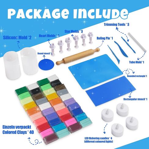 RGBDOT Clay Crafts for Kids Girls Boys Teens Art and Craft for Age 4 5 6 7 8 9 10 11 12 Candle Making Kit for Kids Creative Clay Lantern Toys -Make Your Own Clay Luminaries (Blue) in Saudi Arabia