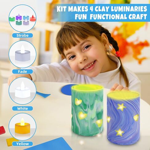 RGBDOT Clay Crafts for Kids Girls Boys Teens Art and Craft for Age 4 5 6 7 8 9 10 11 12 Candle Making Kit for Kids Creative Clay Lantern Toys -Make Your Own Clay Luminaries (Blue) in Saudi Arabia