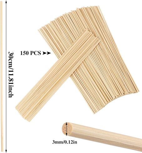 150 Pcs Wooden Dowel Rods, 1/8 X 12 Inch Craft Sticks in Kuwait