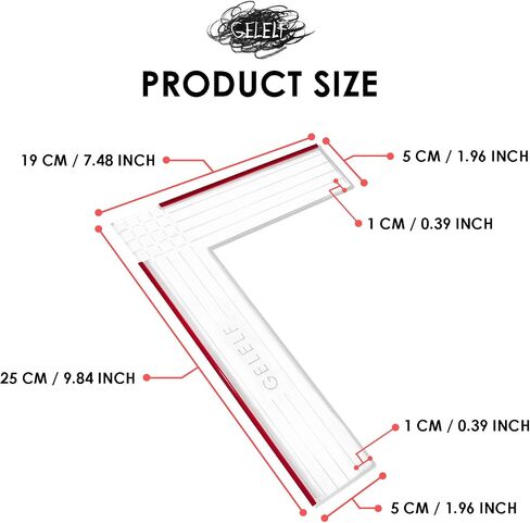 أداة تحديد المواقع الورقية - طباعة لوحة Gel Plate Placement Tool Malignment Paper Lipering for Printing Printing Printing Making Card Supplies ، L Square Ruler (Red ، Large: 19 × 25 سم (7.5 × 10 بوصات)) in Kuwait
