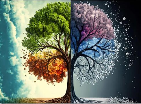 Momdedp Four Season Tree Diamond Painting Kits للبالغين ، 5D Tree Of Life Miamond Art Kits للبالغين المبتدئين GEM ART COLLE REOL MAINMIN in Saudi Arabia