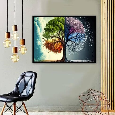 Momdedp Four Season Tree Diamond Painting Kits للبالغين ، 5D Tree Of Life Miamond Art Kits للبالغين المبتدئين GEM ART COLLE REOL MAINMIN in Saudi Arabia