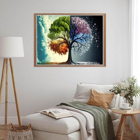 Momdedp Four Season Tree Diamond Painting Kits للبالغين ، 5D Tree Of Life Miamond Art Kits للبالغين المبتدئين GEM ART COLLE REOL MAINMIN in Saudi Arabia