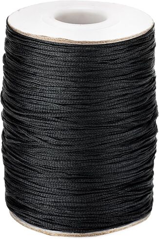 Anwyll 1.5MM Black Nylon String - 110Yards Wind Chime String Weather Resistant Nylon Cord Black Nylon Bracelets String Beading Thread Macrame Trim Cord for Necklace Jewelry Making Craft Halloween in Kuwait