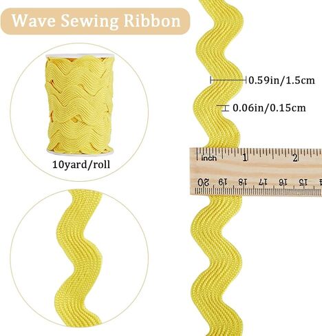 Gorgecraft 1 لفة 5/8 بوصة (15 مم) Ric Rac Trim Ribbon 10 ياردات Rick Rack Wave خياطة نسيج النسيج المنسوجة مضفرًا لخياطة مصنع زفاف فستان زفاف حزب الدانتيل in Saudi Arabia