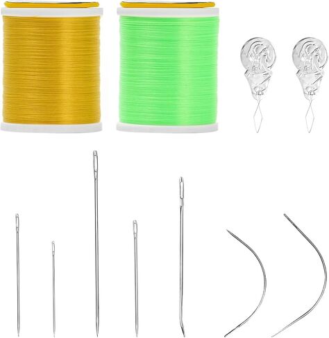 Heavy Duty Hand Sewing Needles Set, 7 Styles of Leather Hand Sewing Needles with 2 Pieces Needle Threaders and 2 Pack 150 Yards Nylon All Purpose Fly Tying Thread in Saudi Arabia