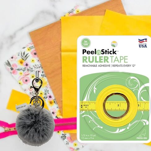 الشريط الفائق ، 0.07 رطل ، شريط قابلة للإزالة من قشر N stick ، ​​1/2 "× 10 ياردة ، مع سلسلة مفاتيح كرات pompom ، فينيل مرن ، شريط المسطرة القابلة لإعادة وضع ، شريط قياس (حزمة 2) in Saudi Arabia