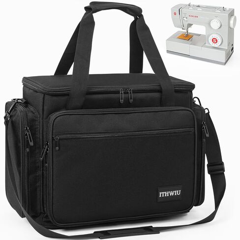Sewing Machine Carrying Case with Multiple Side Zipper Storage Pockets for Accessories, Universal Tote Storage Bag Compatible with Most Standard Singer, Brother, Janome, Black in Kuwait