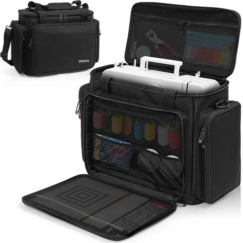 Sewing Machine Carrying Case with Multiple Side Zipper Storage Pockets for Accessories, Universal Tote Storage Bag Compatible with Most Standard Singer, Brother, Janome, Black in Kuwait