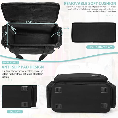 Sewing Machine Carrying Case with Multiple Side Zipper Storage Pockets for Accessories, Universal Tote Storage Bag Compatible with Most Standard Singer, Brother, Janome, Black in Kuwait