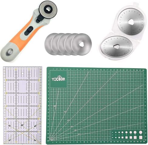 قاطع القطع الروتاري yicbor set-45mm مقبض المقبض القاطع القاطع القاطع الدوار ، 10pcs شفرات استبدال 45 ملم ، حصيرة القطع A4 ، حاكم اللحف الأكريلي in Saudi Arabia