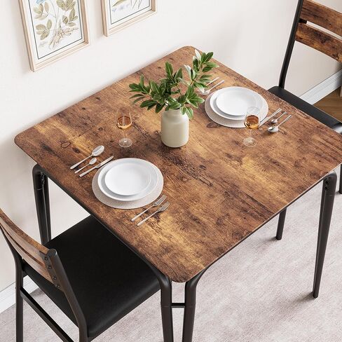 GarveeHome Dining Table for 2, Small Table and Chairs Set of 2, Square Dinette Set for 2, 3 Piece Kitchen & Dining Room Sets for Small Space (White, Table with 2 Upholstered Chairs) in Kuwait