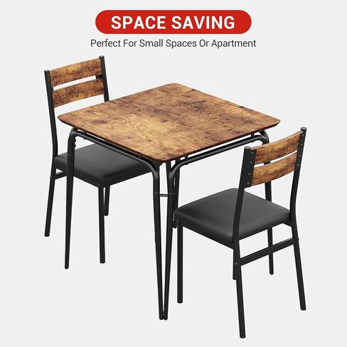 GarveeHome Dining Table for 2, Small Table and Chairs Set of 2, Square Dinette Set for 2, 3 Piece Kitchen & Dining Room Sets for Small Space (White, Table with 2 Upholstered Chairs) in Kuwait