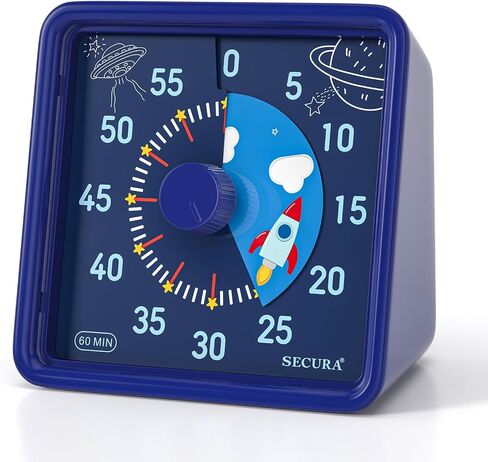 Secura 60-Minute Visual Timer for Kids, Time Clocks, Countdown Timer for Office Kitchen, Classroom Timer for Kids, Silent Time Management Tool (Navy Blue & Navy Blue) in Saudi Arabia