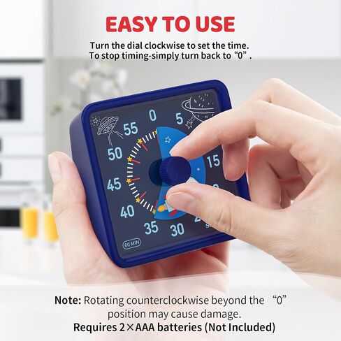 Secura 60-Minute Visual Timer for Kids, Time Clocks, Countdown Timer for Office Kitchen, Classroom Timer for Kids, Silent Time Management Tool (Navy Blue & Navy Blue) in Saudi Arabia