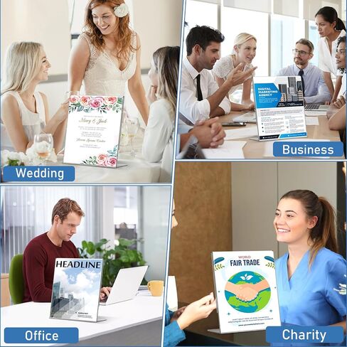 Acrylic Sign Holder 8.5x11 Inches, 10 Pack Clear Plastic Table Flyer Display Stand, L-Shape Vertical Menu Paper Holder Stand, Clear Picture Photo Flyer Display Stand for Restaurants, Store Fair,Office in Saudi Arabia