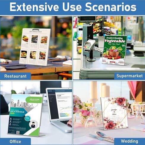 Acrylic Sign Holder 8.5x11 Inches, 10 Pack Clear Plastic Table Flyer Display Stand, L-Shape Vertical Menu Paper Holder Stand, Clear Picture Photo Flyer Display Stand for Restaurants, Store Fair,Office in Saudi Arabia