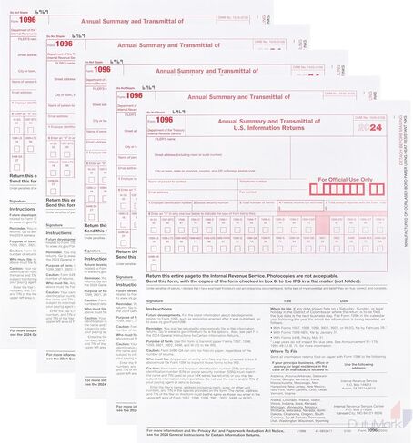 1096 Transmittal Tax Forms 2024, 25 Pack of 1096 Summary Laser Tax Forms 1096 Forms, Compatible with QuickBooks and Accounting Software in Kuwait