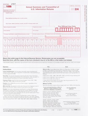 1096 Transmittal Tax Forms 2024, 25 Pack of 1096 Summary Laser Tax Forms 1096 Forms, Compatible with QuickBooks and Accounting Software in Kuwait