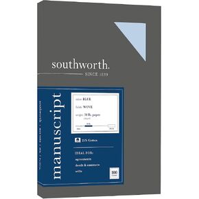 Southworth 41SM 25% Cotton Manuscript Covers Blue 30 lbs. Wove 9 x 12-1/2 100/Box
