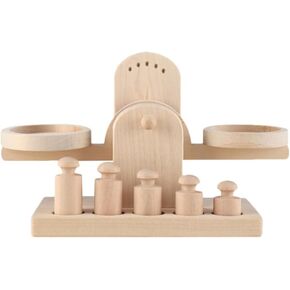 iplusmile Wooden Scale Wooden Montessori Math Materials Weighing Scale Set Preschool Educational Learning Tool 1 Set