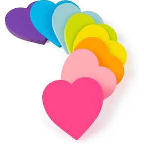 Heart Sticky Notes 3x3 in, 8 Pads, Super Cute Bright Color Strong Adhesive Post, Clean Removal, 82 Sheets/pad