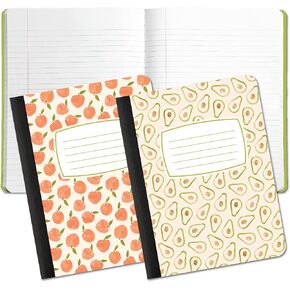 Studio Oh! Mothers Day Gifts Composition Notebook Duo 2 Pack 7.5" x 9.75", Back to School Supplies & College Essentials, Aesthetic Notebook for School, 160 Page Lined Paper, 70 GSM, Racing Snails & Stitched Tropicals