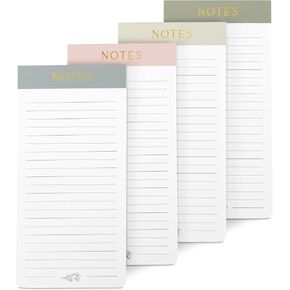 Beautiful Magnetic Notepads for Fridge - Set Of 4 Modern Note Pads With Lined Pages to Easily Write Notes & Make Grocery/Shopping Lists - The Perfect To Do Pad w/ Strong Magnets for Your Refrigerator