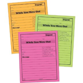 Adams While You Were Out Pads, 4.25 x 5.25 Inches, Assorted Neon Colors, 50 Sheets/Pad (6-Pack) (9711NEON)