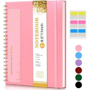 Spiral Notebook Journal 8.5" x 11", A4 Large Pink Notebooks for Women Men, College Ruled Lined Journal, 100 GSM Paper, Plastic Hardcover Spiral Bound Journals for Work School Note Taking Business