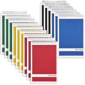 Labuk 15 Pack Steno Pads 6 × 9 بوصات 80 ورقة حلزوني Steno Notebooks قاعدة Gregg ، أجهزة الكمبيوتر المحمولة الجيبية أغطية ملونة مع منصات دوامة أعلى للمدرسة ، الجامعة ، الكلية ، العمل ، المكتب