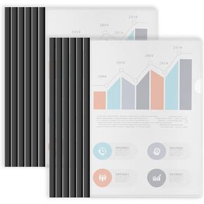 Binditek 12 Pack Clear Report Covers with Black Sliding Bars, 25 Sheet Capacity, 5mm Binding Bars, Letter Size, for Students and Coworkers