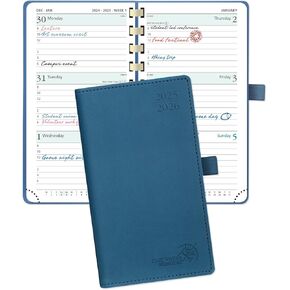 POPRUN Pocket Planner 2025-2026 (Slim Size 3.5'' x 6.5'') Academic Purse Calendar (July 2025 - June 2026) with Hourly Time Slots, 100GSM Thick Paper, Spiral Soft Cover - Grey