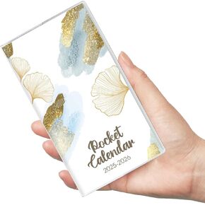Pocket Calendar 2025-2026, Two-Year Pocket Planner for Purse, Compact Size (6.7" x 3.7") with PVC Cover, Jan 2025 - Dec 2026, Portable Organizer for Planning, Abstract