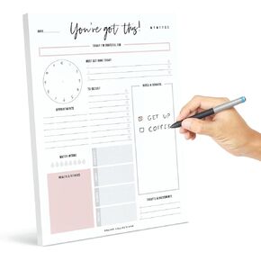 Bliss Collections Daily Planning Pad, To Do List Notebook - Undated Tear-Off Sheets Notepad - Work Calendar, Organizer, Scheduler for Goals, Tasks - You've Got This (Pink), 8.5" x 11", 50 Sheets