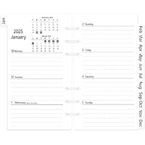 Antner 2025 Weekly & Monthly A6 Planner Refill 3-3/4" x 6-3/4", January 2025 - December 2025, 12 Months Calendars with Monthly Tabs, 6-Hole Punched A6 Binder Inserts, Compact/Personal/Portable Size