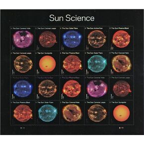 United States Postal Service US Stamps Sun Science Space Booklet awareness vinyl for USPS First Class Envelope - Sheet/20 - MNH VF1, FVUS20SG1
