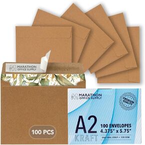 MOS A9 Invitation Envelopes – 5-3/4" x 8-3/4" Kraft Mailing Envelopes Self Seal (100 Count) – 120GSM/ 32LB Bond Heavy Duty – For Greeting Cards, Card Making, RSVP Cards, Wedding Invites in Kuwait