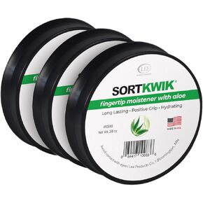 Lee 10083 SORTKWIK FINGERTIP MOISTENER مع الألوة-غير سامة ، محسن قبضة الرائحة لفرز الورق وحساب الأموال-3/8 أوقية ، واضحة (حزمة 3)