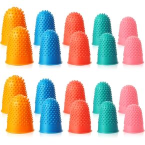SATINIOR 20 Pieces Rubber Fingers Tip Fingers Covers Rubbe Finger Money Counting Collating Writing Sorting Protectors Hot Glue Wax Rosin Resin Collating Writing Task Scrap (5 Colors,Xs S M L XL)