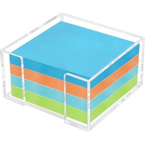 Acrylic Sticky Note Holder - 3 x 3 Inch Post It Note Holder, Crystal Clear Sticky Note Dispenser for Dorm Room Home and Office Acrylic Desk Organizer