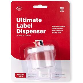 Lee Ultimate Stamp Dispenser – Durable, Reusable Holder for Self-Adhesive Stamps, Address Labels, and Stickers, Fits Rolls up to 1 Inch Wide (Clear)