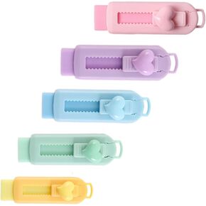 5Pcs Sliding Retractable Pencil Eraser with Plastic Sleeve, Large Erasers for School Office, Multicolor Art Erasers for Drawing, Standard Pencil Erasers, Correction Products, Office Products