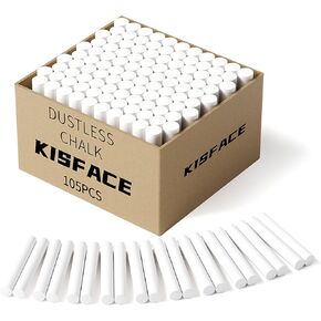 105PCS White Chalk,Dustless Chalk for Chalkboard Blackboard Stick Bulk Non-Toxic Chalk for School,Office and Home Use