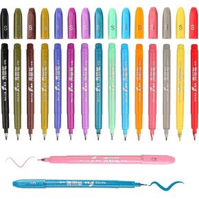 Felt Tip Pens, 15pcs Calligraphy pen Assorted Colors Sign Brush Pen Art Brush Marker Water Based Journaling Pen Set for Beginners Beginner Adult Lettering, Calligraphy (15pcs)