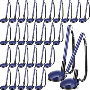 30 Pack Secure Pen with Adhesive Chain and Security Pen Holder Counter Pen with Pen Chain and Base Chain Pen Desk Pen for Home Workplace Office School Supplies (Blue)