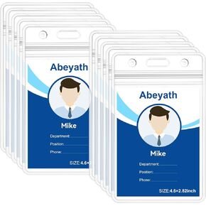 200 Pack Extra Thick ID Badge Holder Vertical Clear ID Card Holder with Waterproof Resealable Zip Name Tag Holder for Nurses, ​School and Office（ 2.25x2.5Inch）