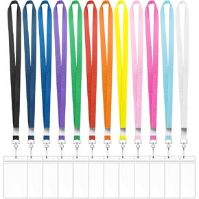 12 Pack Cruise Lanyard with ID Card Holder, Durable Lanyard with Waterproof ID Badge Holder Cruise Lanyards for ID Badges Ship Cards Carnival Sail Keys (12 Colors)