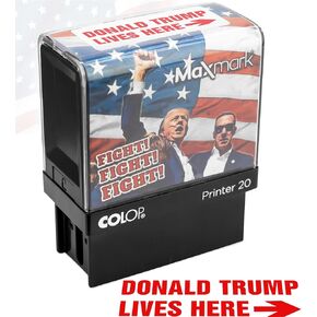 Donald Trump Lives Here Stamp - Self Inking Stamp for Trump 2024 Merchandise, Election Party Decorations - Supports American Families!