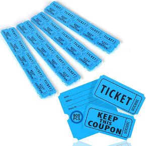 Azureal 800 Raffle Tickets, Consecutively Numbered Tickets, 50/50 Raffle Tickets for Events, Carnivals, Entry, Class Reward, Prizes (Blue)